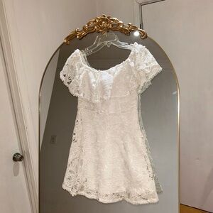 Forever 21 Lace Off the Shoulder Ruffle Mini Dress